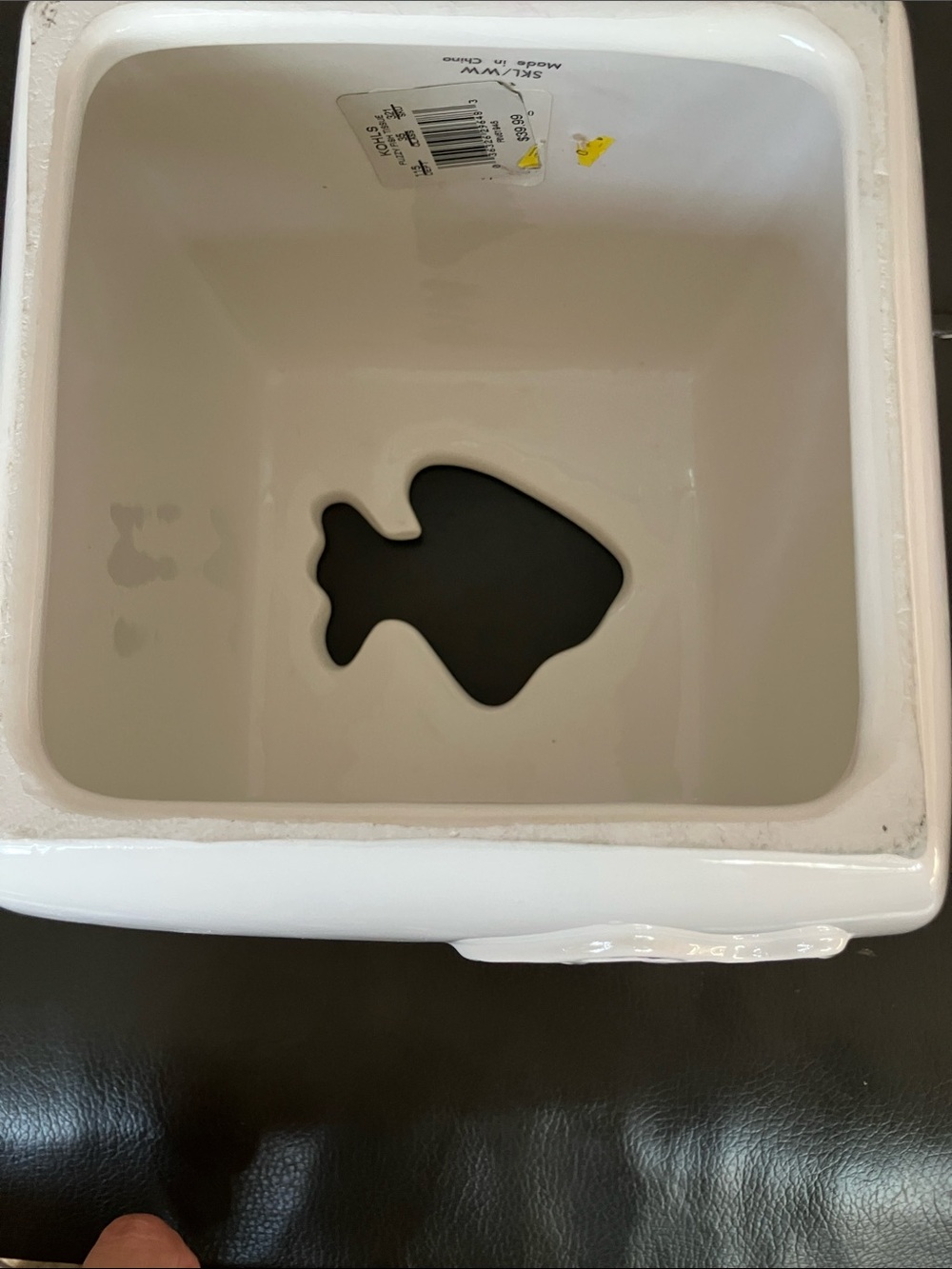 Kohl's White Ceramic Tissue Box Cover with Yellow & Purple Fish - Picture 6 of 8